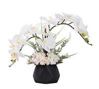 LESING Artificial Flowers Ochids Plants Fake Orchid in Pot Artificial Flowers with Vase Orquidea Faux Orchid for Home Indoor Decoration (Style 2,Black Vase)