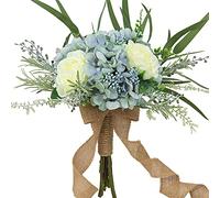 LESING Bridal Wedding Bouquets Artificial Rose Flowers Bouquet Handmade Romantic Wedding Bouquets for Bride Bridesmaid Holding Flowers (Bouquet-Hydrange Blue)