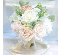 LESING Bridal Wedding Bouquets Artificial Rose Flowers Bouquet Handmade Romantic Wedding Bouquets for Bride Bridesmaid Holding Flowers (Bouquet-Peony Rose White)