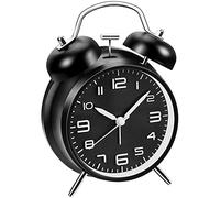 Lesipee 4 inches Twin Bell Battery Operated Alarm Clock Loud Alarm for Heavy Sleepers, Old Fashioned Alarm Clock for Bedrooms (Black)