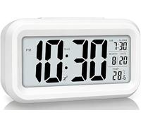 Lesipee Digital Alarm Clock for Bedroom, Desk Clock Battery Operated, Digital Clock with Smart Night Light 12/24H Display Snooze Function for Heavy Sleepers Gifts for Kids