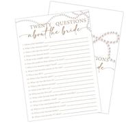 Lesixur Pearl Bridal Shower Games 30 Guests - Twenty Questions About The Bride - Couples Engagement Party Bridal Party Wedding Shower Game （5 * 7 Inches Card）- 05