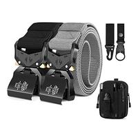 Leskyair 2PCS Men Tactical Belt, Military Work Belt Rigger 1.5" Nylon with Heavy Duty Quick Release Metal Buckle, Gift with Molle Pouch, Hook and Bottle Clip