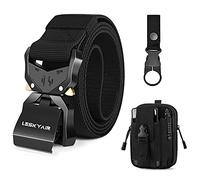 Leskyair Men Tactical Belt, Military Work Belt Rigger 1.5" Nylon with Heavy Duty Quick Release Metal Buckle, Gift with Molle Pouch and Bottle Clip (Z)