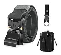 Leskyair Men Tactical Belt, Military Work Belt Rigger 1.5" Nylon with Heavy Duty Quick Release Metal Buckle, Gift with Molle Pouch and Bottle Clip