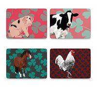 Leslie Gerry Animal Placemats Set of 4 Cow Horse Rooster Pig