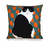 Leslie Gerry Black and White Cat Cushion Cover