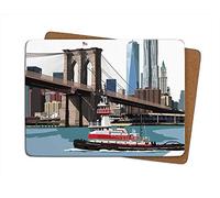 Leslie Gerry New York Brooklyn Bridge Single Table Mat Placemat - American USA Gift