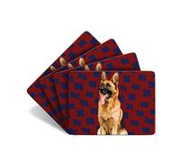 Leslie Gerry Set of 4 German Shepherd Placemats - 4 non-slip, Cork-backed Table Mats featuring Dog Artwork