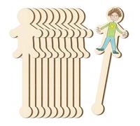 Lesnala 100Pcs Wooden People Shaped Craft Sticks for Unisex Student DIY Project Making Classroom Home Arts Decoration Supplies 5.3 X 1.6inch