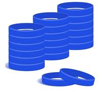 Lesnala 24Pcs Royal blue color blank silicone bracelet Solid color rubber wristbands Stretch wristbands for events Men Women Teen Games Teams Party Favors