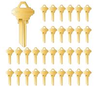 Lesnala 32Pcs Blank keys bulk Uncut blank keys SC1 Key blanks in premium brass for House Door Lock Replacement Universal Kwikset Brass Finish (golden SC1)