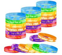 Lesnala 48 Pcs Bible verse bracelets 6 styles Religious silicone wristband Motivational christian silicone bracelets for Men Women Party Church Supplies