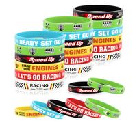 Lesnala 48 Pcs Race car silicone bracelets 6 Styles Checkered flag wristbands Colored Racing flag rubber bracelets Race car party favors for Sports Events Party Supplies Birthday Party Decorations