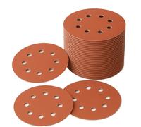 LESNIC 180 Grit Sanding Discs 50pcs, 125mm Sanding Discs 5 inches 8 Holes Fibre Backed Abrasive Discs Hook & Loop for Orbit Orbital Sanders and All Oscillating Tools