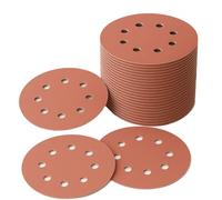 LESNIC 240 Grit Sanding Discs 50pcs, 125mm Sanding Discs 5 inches 8 Holes Fibre Backed Abrasive Discs Hook & Loop for Orbit Orbital Sanders and All Oscillating Tools