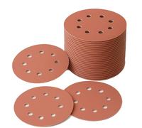 LESNIC 320 Grit Sanding Discs 50pcs, 125mm Sanding Discs 5 inches 8 Holes Fibre Backed Abrasive Discs Hook & Loop for Orbit Orbital Sanders and All Oscillating Tools
