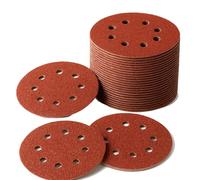 LESNIC 40 Grit Sanding Discs 50pcs, 125mm Sanding Discs 5 inches 8 Holes Fibre Backed Abrasive Discs Hook & Loop for Orbit Orbital Sanders and All Oscillating Tools