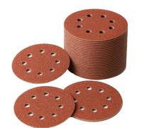 LESNIC 60 Grit Sanding Discs 50pcs, 125mm Sanding Discs 5 inches 8 Holes Fibre Backed Abrasive Discs Hook & Loop for Orbit Orbital Sanders and All Oscillating Tools