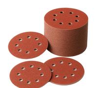 LESNIC 80 Grit Sanding Discs 50pcs, 125mm Sanding Discs 5 inches 8 Holes Fibre Backed Abrasive Discs Hook & Loop for Orbit Orbital Sanders and All Oscillating Tools