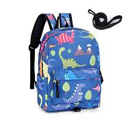 LESNIC Kids Dinosaur Backpack School Bags Boys Toddler Rucksack Kindergarten Canvas Daypack Children Dragon Schoolbag with Safety Anti-Lost Strap