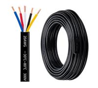 Lesnlok 20 Gauge 5 Conductor 20 AWG Electrical Wire, 200FT Pure Copper, Automotive & Trailer Wire, Black, 26 Strand, DC Devices (Solar Panels, Boats, LED, Inverters)