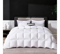 LESNNCIER Luxury Goose Feathers Down Comforter Full Size, Premium Ultra-Soft Hotel Collection Bedding Duvet, 750 Fill Power Fluffy All Season Duvet Insert with 8 Corner Tabs (White, 82x86 Inches)