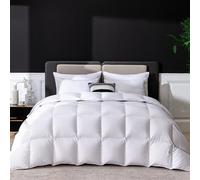 LESNNCIER Luxury Goose Feathers Down Comforter King Size, 750 FP Fluffy All Season Duvet Insert King, Ultra-Soft Hotel Bedding Comforter with Sorona Fill (White, 106x90 Inches)