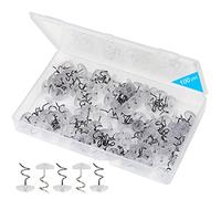 Lesnow Bedskirt Pins,Spiral Push Pins,Clear Heads Twist Pins,100pcs(0.75inch) Upholstery Tacks, Headliner Pins for Slipcovers and Bedskirts (100PCS)