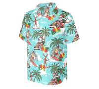 LESOCUSTOM 80s 90s Hawaiian Shirts for Men Vintage Button Down Short Sleeve Shirt, 80s Outfit Party Disco Beach Shirts, Santa Claus Surfing, Large