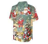 LESOCUSTOM 80s 90s Hawaiian Shirts for Men Vintage Button Down Short Sleeve Shirt, 80s Outfit Party Disco Beach Shirts, Santa Beer, XL