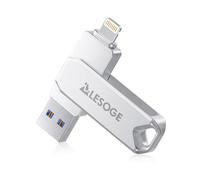 LESOGE Apple MFI Certified USB Memory Sticks 256GB USB Flash Drive for iPhone, 3 in 1 High-Speed Pendrive, One Click Backup USB Drive for iPhone/iPad/Android Type C/PC/Mac