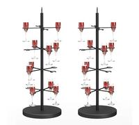 lesolar 2Pack Cocktail Tree Stand, 4 Tiers 16 Holders Champagne Display Stand for Wedding Party, Cocktail Tower Display Stand, Suitable for Cocktails, Champagne, Wine (Black)
