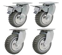 Lesolar 4 Pack 6 Inch Heavy Duty Castors 150mm Solid Rubber Industrial Castors 360-degree Swivel Casters Bearing Plate Caster Wheels Load Capacity 1000 Kg 2 Swivel (No Brake) + 2 Swivel with Brake