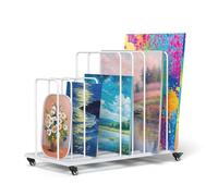lesolar Art Drying Rack for Painting, Art Canvas Storage Rack with Wheels, Adjustable Art Storage Holders Display for Classroom, Craft Room, Canvas Boards, Panel, Frame, Drawing (White)