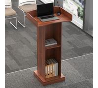 lesolar Podium Standing Desk,Wood Podium,Floor Standing Church Pulpit Stand with Wide Reading Surface and Storage Shelf,Classroom Lectern Stand White,Customer Reception Podiums Desk