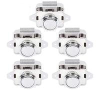 LESOLEIL Push Button Latches Locks - Cupboard Cabinet Door Catch Drawer Lock for Van RV Motorhome Caravan Yacht, Silver 5 PCS