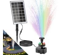 LESOLEIL solar Water fountain pump with 2000mAh Battery, 3.5W Solar Powered Fountain Pump Kit with LED lights, 8 nozzles, for bird bath, backyard, garden, and pond