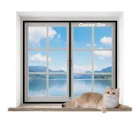 Lesone Custom Size Window Protection Net for Cat, Anti-Mosquito Insect Fly Screen Mesh, Balcony Invisibel Net for Cat Pet Protection, Self-Adhesive Netting with Zip