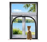 Lesone Custom Size Window Screen Mesh, Cat Window Protection, Self-Adhesive Window Screen with Zipper, Fly Screens For Windows Keep Flies Mosquitos Out