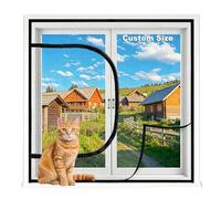 Lesone Custom Sizes Cat Pets Protection Window Guard, Anti-Mosquito Insect Window Mesh, Self-Adhesive Netting with Zipper, No-Drill Fly Screens for Windows