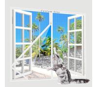 Lesone Durable Polyester Window Screen, High Density Anti-Mosquito Insect Window Mesh, Self-Adhesive Cat Safety Net for Balcony/Window, Custom Size