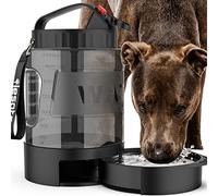 lesotc Dog Water Bowl Dispenser, 77OZ/2200ML Large Capacity, 2 in 1 Combo, Portable, Sturdy, BPA Free, Black, 6.1 Inches, Gravity-Fed, Large Dog, ANIMAL WATER DISPENSER