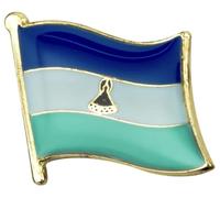 Lesotho Flag Lapel Pin - 1.9 x 1.6 cm Enamel Badge - Mokorotlo Basotho Hat Brooch - National Pride Accessory - Gold Trim Finish