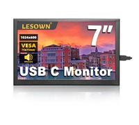 LESOWN Mini Mini Monitor 7 Inch HD IPS 1024x600 LCD Screen 7 Inch USB C Portable Monitors External Display for Phone Laptop PC Built-in Speakers (P70D)