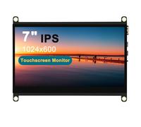 LESOWN New! Touch Screen 7 inch Display IPS 1024x600 HDMI Display, USB Powered Capacitive Touchscreen with Dual Speakers for Raspberry Pi 4 3 Windows AIDA64 Temperature CPU Monitoring