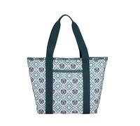LeSportsac Butterfly Mosaic Everyday Zip Tote Handbag/Travel Bag, Style 3867/Color E610, Kaleidoscope of Colorful Butterflies Amidst Mosaic Tiles Artfully Arranged in Subtle Lattice Design