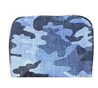 LeSportsac Camo Canvas Indigo Square Cosmetic Bag/Pouch Style 6701/Color F545 Modern Denim Inspired Heather Camouflage in Blue & Grey