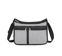 LeSportsac Gingham Check Noir Deluxe Everyday Crossbody Bag + Cosmetic Bag, Style 7507/Color U254, Sleek Black & Crisp White Unite in Bold Modern Classic Gingham Check, Sophisticated & Elegant,