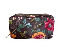 LeSportsac Joy Garden Rectangular Cosmetic Bag, Style 6511/F439, Colorful Classic Floral, Muted Earthy Grey Mocha Background